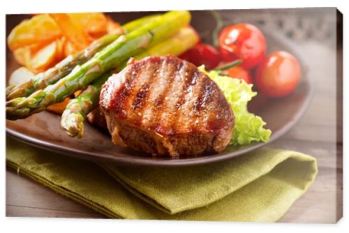 Grilled Beef Steak Meat with Vegetables