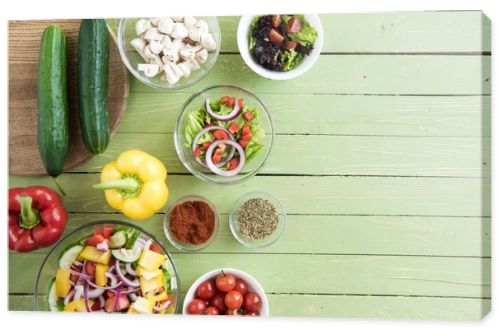 Fresh raw vegetables on table 