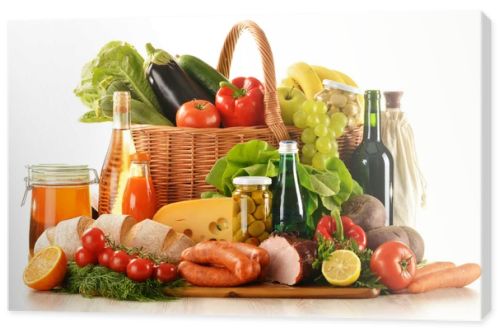 Composition with variety of grocery products