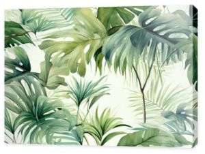 watercolor painting of tropical trees and leaves