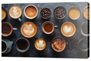 Coffee in a cup is placed on a wooden table.