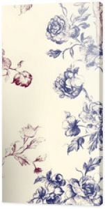 Toile De Jouy vintage floral pattern featuring delicate florals wildflowers and romantic motifs