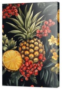 Pineapple design featuring fresh fruit halves in a repeating pattern