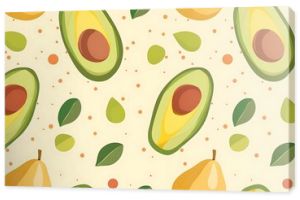 A colorful pattern featuring illustrated avocados and pears on a pastel background perfect for a vibrant design concept. 