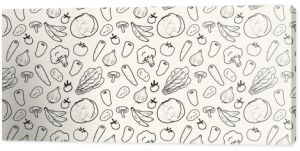 食品・食材・野菜の手書き線画のベクターシームレス背景 Vector seamless backgrounds of hand-drawn and line drawings of food, ingredients and vegetables.