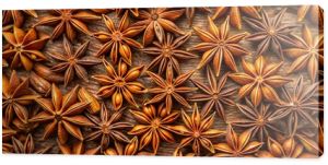 Top View Anise Texture. Pattern with anise. Creative autumn concept. Fruit banner. autumn background. Flat lay. Template