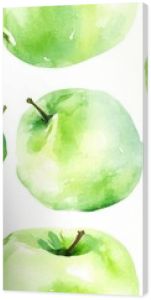 Hand drawn watercolor painting of green apples on a white background vibrant seamless pattern design