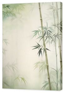 Tall tropical bamboo wall mural painted art, watercolor art style wallpaper background.