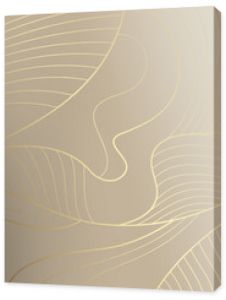 Gold lines vector art background. Abstract luxury cover design. Poster for design interior. Template for cards, flyers, banner, packaging. Premium golden illustration for luxe invite, wedding card.