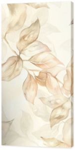 Delicate floral wallpaper, muted cream with pastel petals, flowing vines, soft lighting.