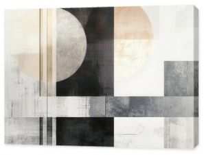 abstract geometric composition layered shapes textured elements muted color palette modern wallpaper design