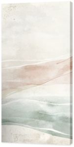 Abstract watercolor wash background with flowing lines in muted peach, beige, and sage green tones on textured paper.