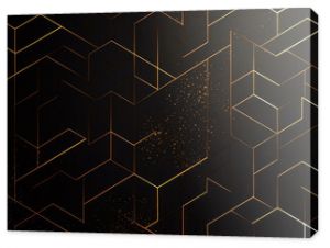 Dark black mosaic background with golden lines Art Deco luxury style texture Created with Generative AI technology