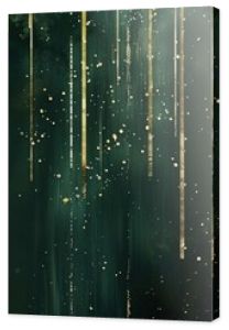 A dark forest green background with cascading gold glitter lines, resembling gentle waterfalls, ideal for creating serene spa or wellness product labels.