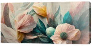 Flowers in the style of watercolor art. Luxurious floral elements, botanical background or wallpaper design, prints and invitations, postcards. Beautiful delicate flowers 3D illustration