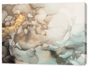 Abstract brown and gold glitter color horizontal background. Marble texture. Alcohol ink colors.