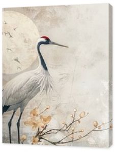 Elegant crane illustrations in Japanese style, subtle background patterns, artful and engaging designs , high resolution DSLR, 8K, high detailed, super detailed , ultra HD, 8K resolution , up32K HD