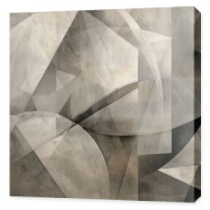 Abstract Geometric Shapes in Neutral Tones on Textured Paper, Featuring Muted Grays and Beiges with Subtle Gradients  