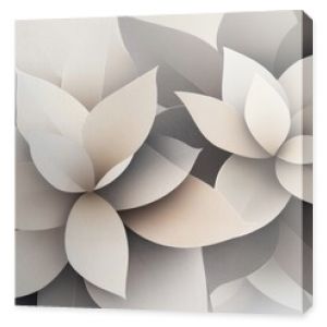 Abstract geometric flowers in neutral tones create a minimal yet dynamic pattern against a soft, muted background