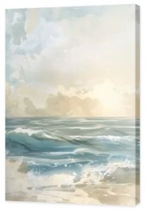 Abstract Watercolor Painting of a Seascape