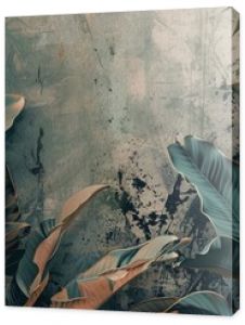 tropical leaves background in moody muted colors