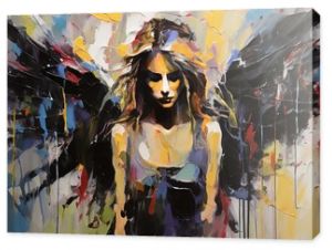 abstract expressionist angel splashes and drips of paint create