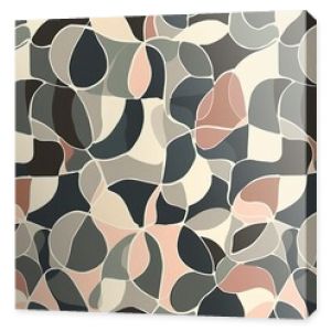 A pattern of abstract, interlocking shapes in a muted color palette