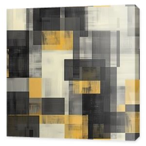 Abstract Geometric Pattern in Yellow, Grey, and Black