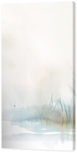 Watercolor painting of grass and reeds by the water landscape scenery nature tranquil serene peaceful misty hazy atmospheric soft delicate muted tones gentle colors ethereal dreamy calming meditative