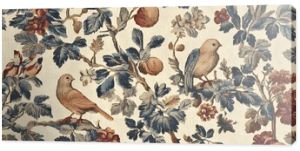 Antique Tapestry with Birds and Flowers