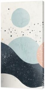 Abstract winter landscape with geometric shapes and pastel colors