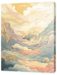 Mountainous landscape pattern art tranquility.