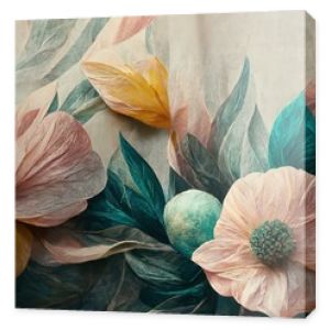 Flowers in the style of watercolor art. Luxurious floral elements, botanical background or wallpaper design, prints and invitations, postcards. Beautiful delicate flowers 3D illustration