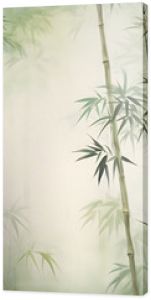 Tall tropical bamboo wall mural painted art, watercolor art style wallpaper background.