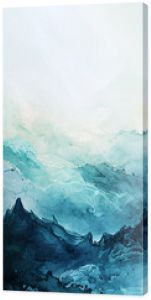 Dreamy Watercolor Wallpaper with an Abstract Landscape in Cool Tones 