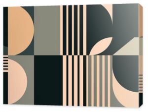 Modern vector abstract geometric background with circles, rectangles, squares and stripes in retro Bauhaus style