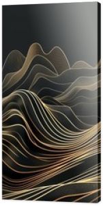 opulent gold line art on black luxury wallpaper with minimalist mountains ai generated illustration