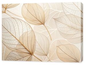 Delicate beige transparent leaves with intricate natural texture and veins create a stunning abstract floral background, perfect for minimalist natural designs and neutral wallpapers.