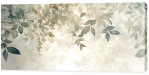 Nature artwork featuring a textured watercolor background showcasing artistic depictions of leaves and trees Suitable for interior photo wallpapers