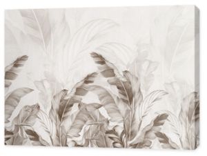 Wallpaper, tropical leaves, palm leaves, banana leaves. A mural for the walls.