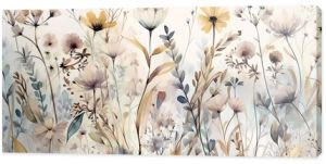 Dried flowers wallpaper on ivory background